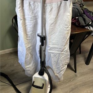 Vivid linen pants, boho cut baggy legs, zip front with pocket